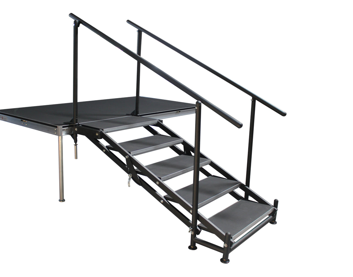 5-Step Adjustable Stair Unit with Railings - 24" - 40" - Staging Dimensions