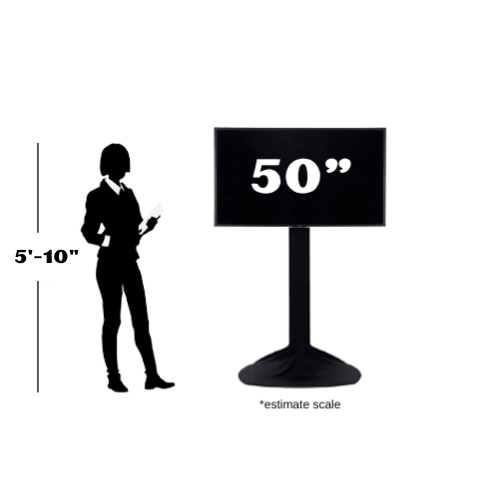 50 inch TV Rental estimate scale with 5'10 silhouette