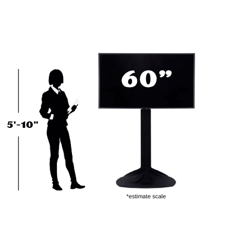 60 inch TV Rental estimate scale with 5'10 silhouette NJ
