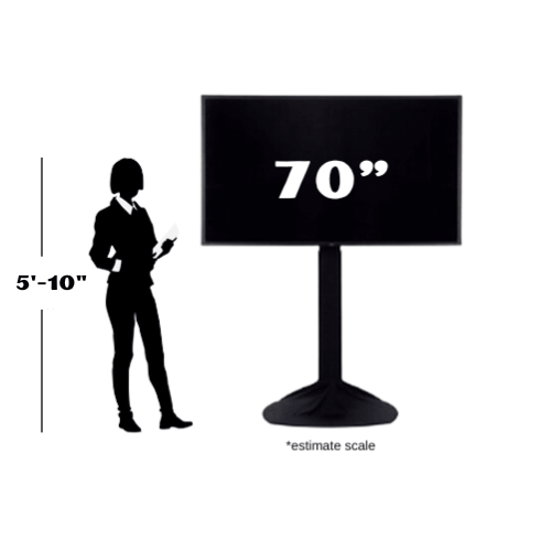 70 inch TV Rental estimate scale with 5'10 silhouette NJ