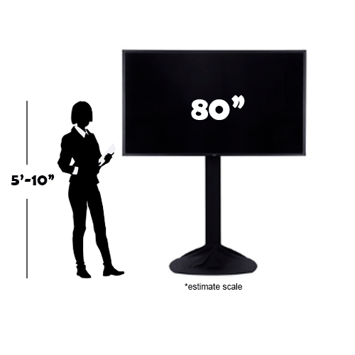80 inch TV Rental estimate scale with 5'10 silhouette