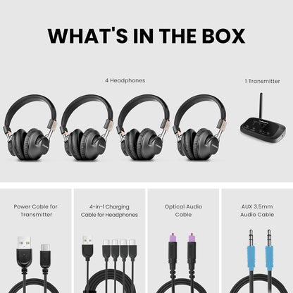 Group Listening - Wireless Headphone System - 4 Pack