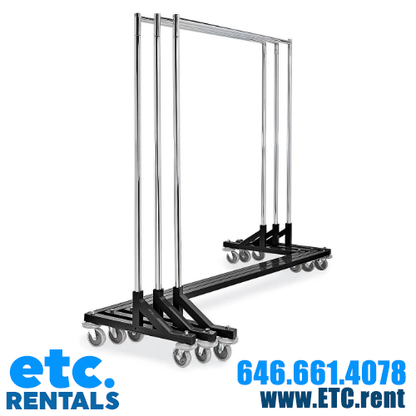 Clothes Racks Rental Rent Garment Clothing Rack - Z-Rack Rolling Coat Rack - Black – ETC Rentals